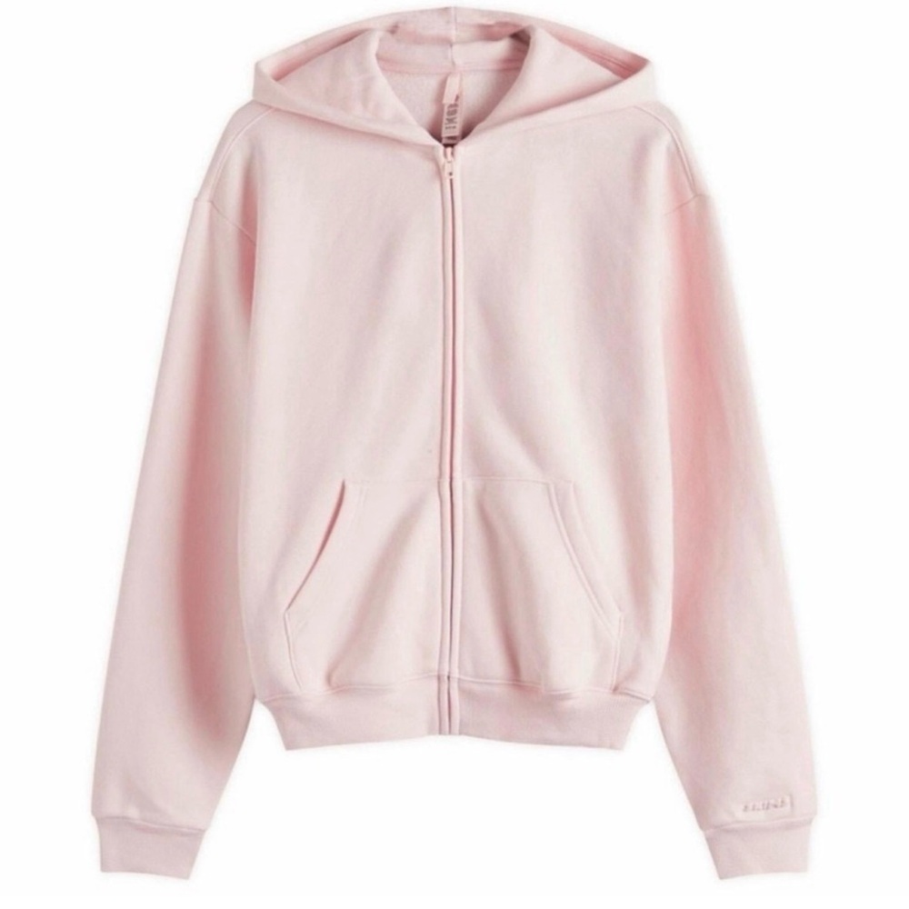 SKIMS NWT Cotton Fleece Zip-Up Hoodie- Size XLarge. Color: Barley Pink, Sold Out